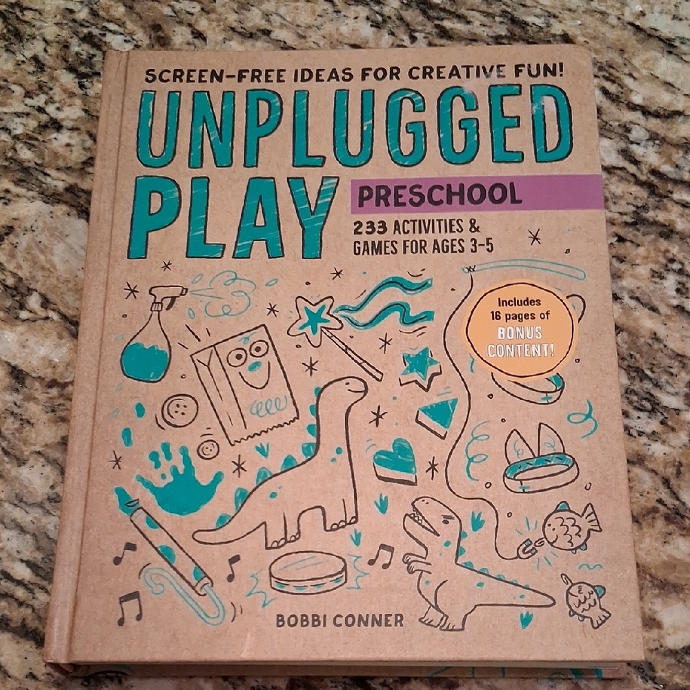 Unplugged Play Preschool Activity Book by Bobbi Conner - Brown.     NEW